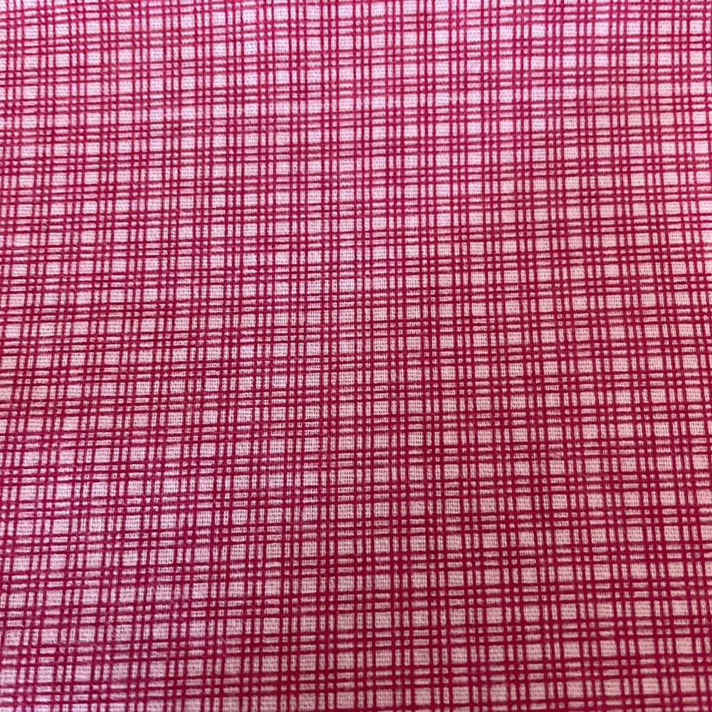 1/2 yd X 44" W 100% Cotton Fabric Pinkish Red & White Plaid 1/8" checks